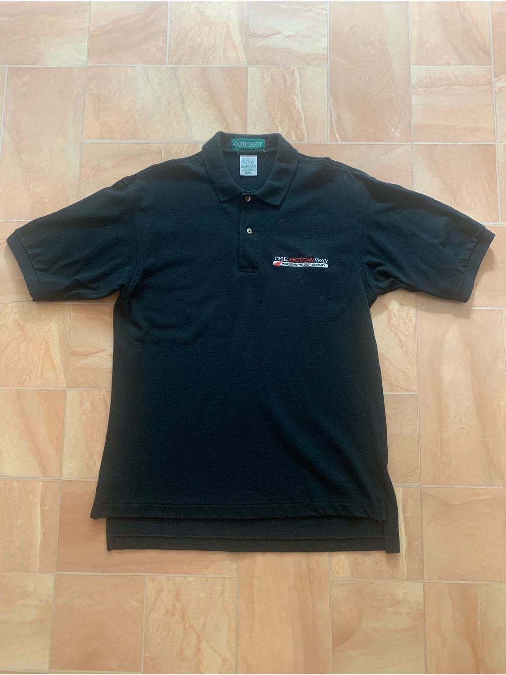 Honda Men's Black Button Down Polo Short Sleeve Shirt
